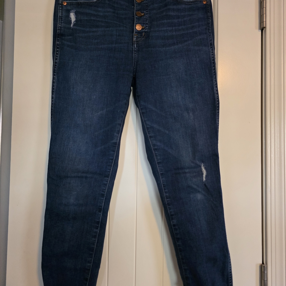 Madewell Button-Up Dark Blue Skinny Jeans